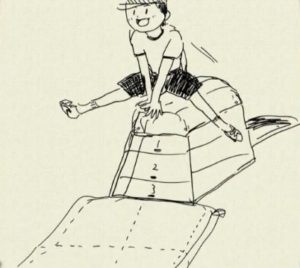 西野七瀬の跳び箱を飛ぶ小学生
